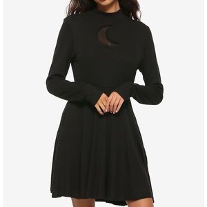 Hot Topic Moon Cutout Mock Neck Long-Sleeve Dress